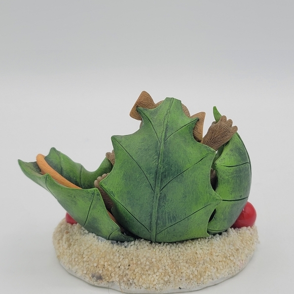 Fitz and Floyd Charming Tails Happy Holly Days Mouse w Holly Leaves 90s Vintage - Picture 4 of 12